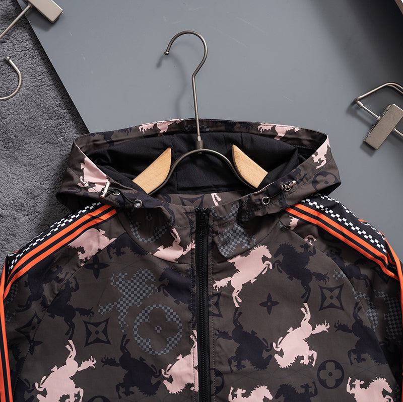 Pink Horse Digital Hooded Windbreaker product detail view 3