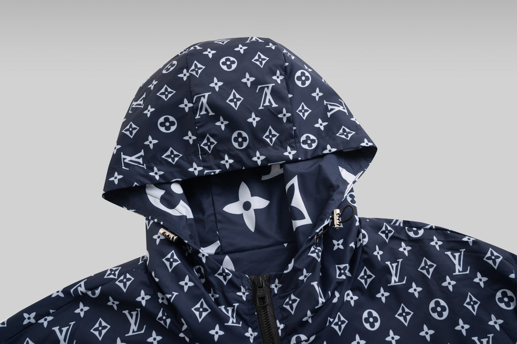 Navy White Monogram Hooded Windbreaker product detail view 3