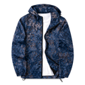 Blue Floral Digital Hooded Windbreaker front product view on white background
