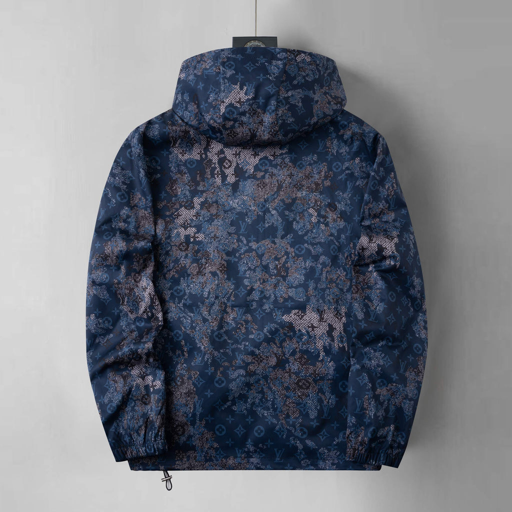 Blue Floral Digital Hooded Windbreaker product detail view 2