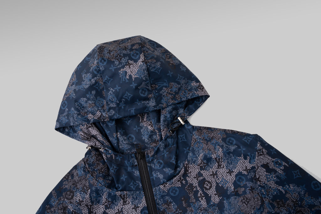 Blue Floral Digital Hooded Windbreaker product detail view 3