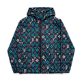 Teal Monogram Hooded Windbreaker front product view on white background