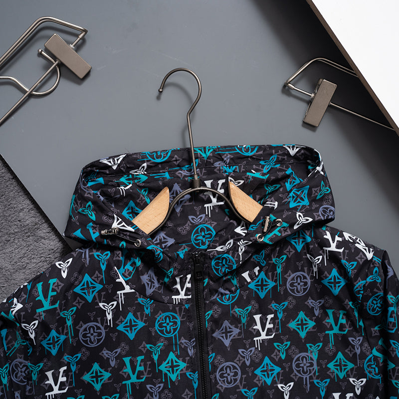 Teal Monogram Hooded Windbreaker product detail view 3