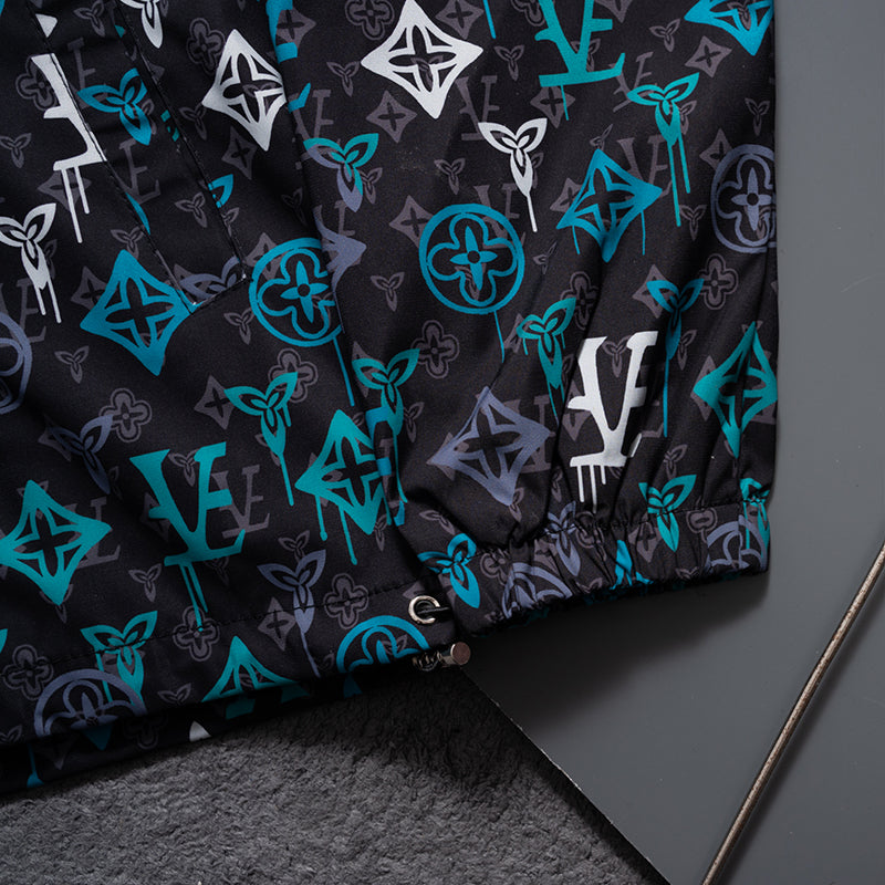 Teal Monogram Hooded Windbreaker product detail view 4