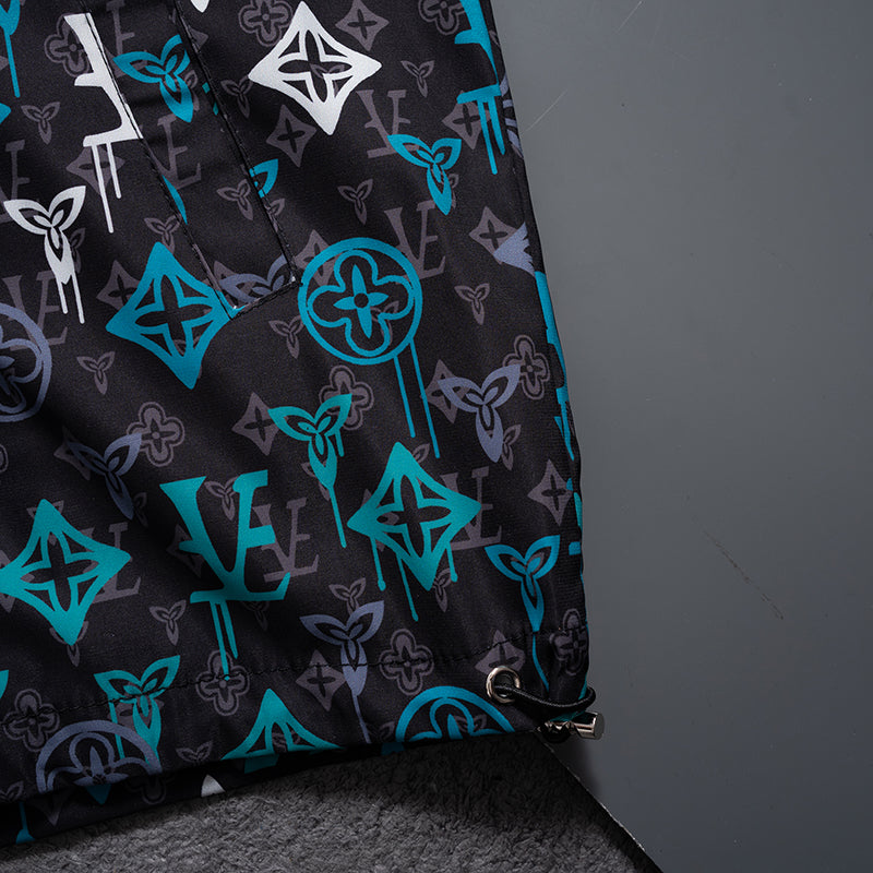 Teal Monogram Hooded Windbreaker product detail view 5