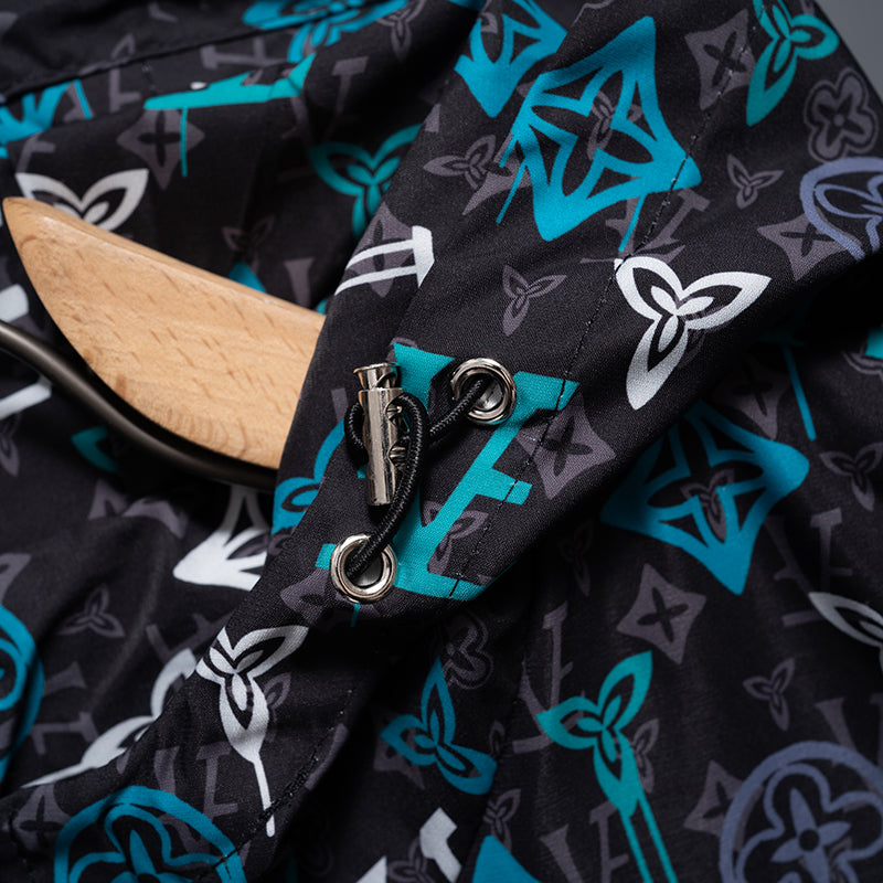 Teal Monogram Hooded Windbreaker product detail view 6