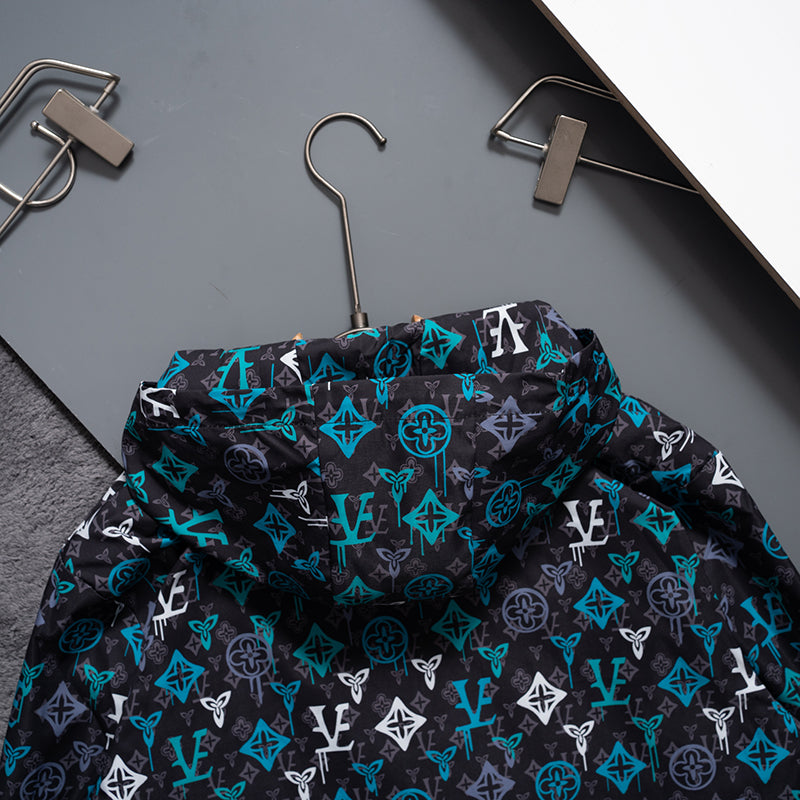 Teal Monogram Hooded Windbreaker product detail view 7