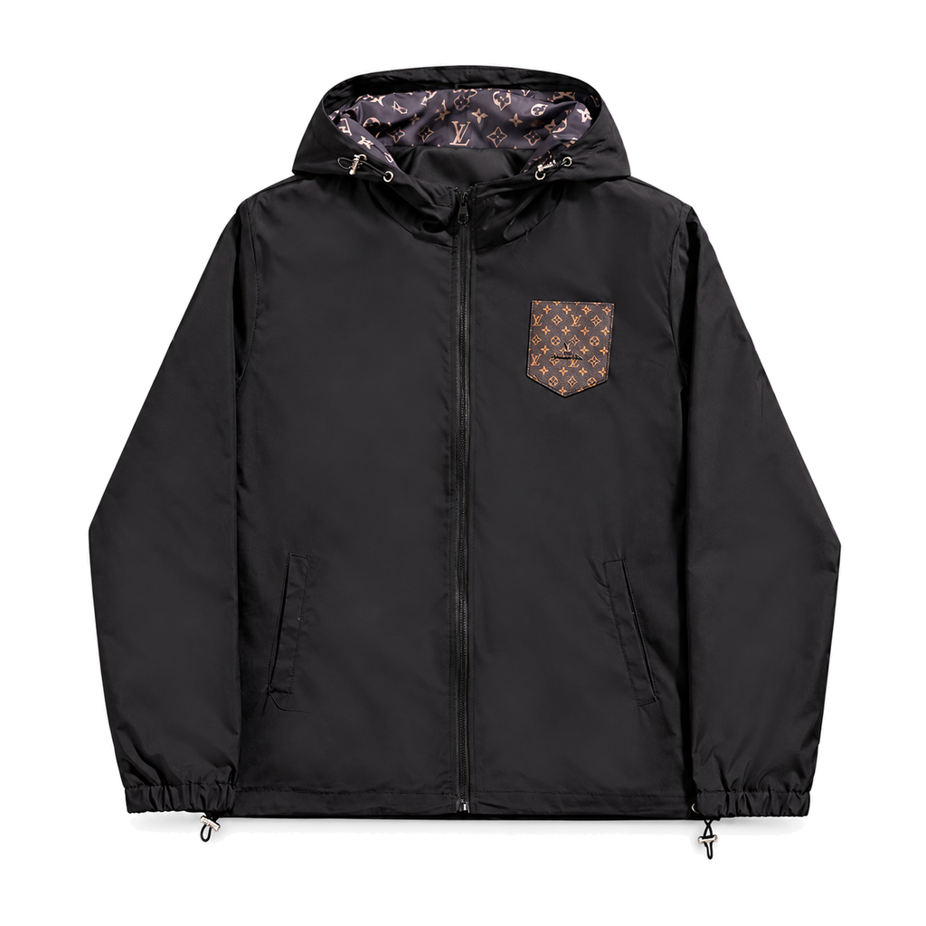 Monogram Pocket Hooded Windbreaker front product view on white background