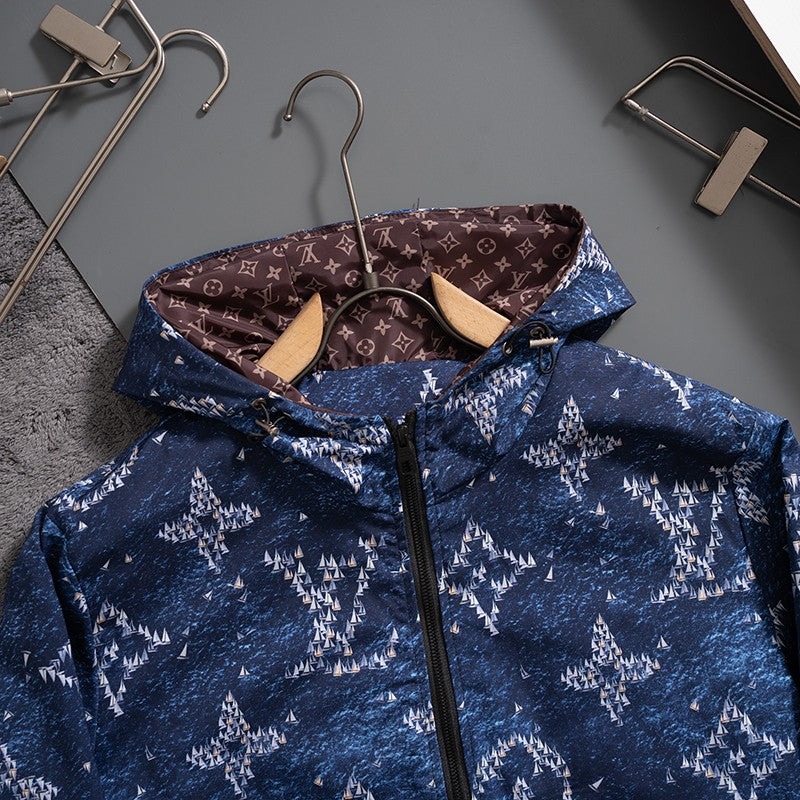 Blue Monogram Hooded Windbreaker product detail view 3