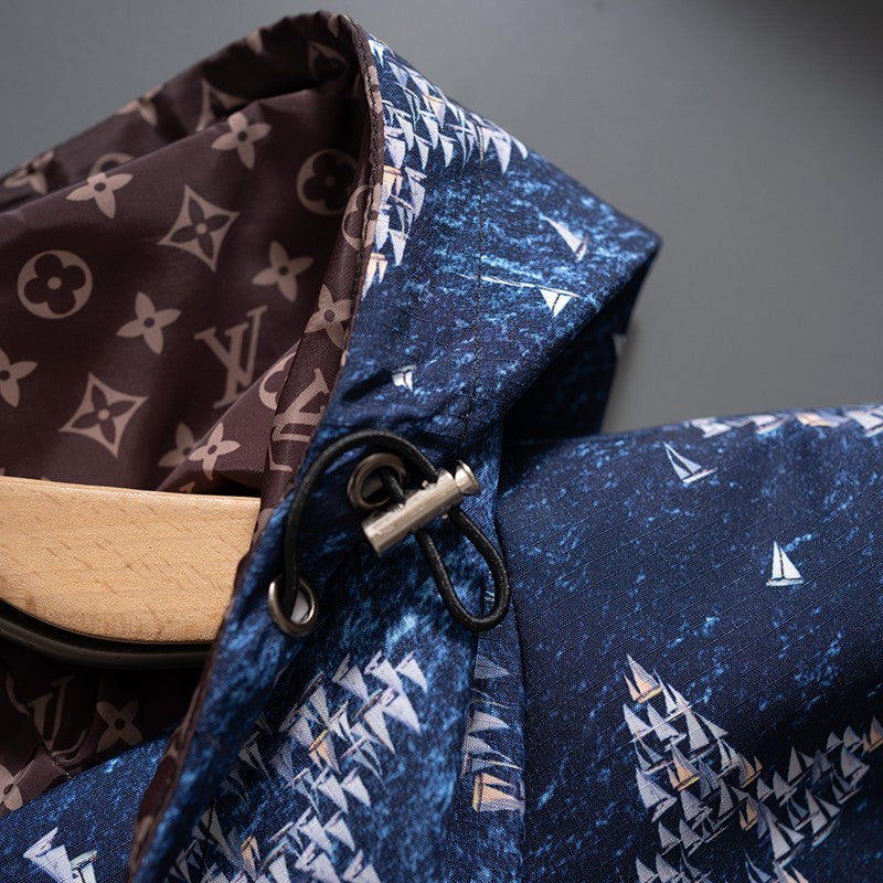 Blue Monogram Hooded Windbreaker product detail view 4