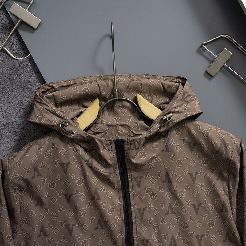 Brown Tonal Monogram Hooded Windbreaker product detail view 3