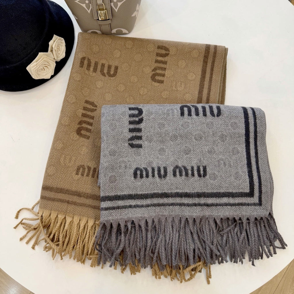 Miu Miu Style All-Over Logo Fringe Scarf product detail 2