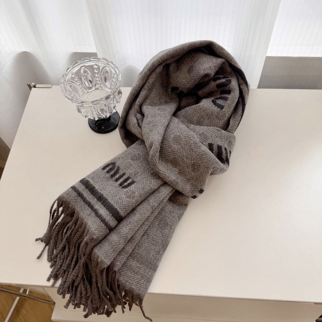 Miu Miu Style All-Over Logo Fringe Scarf product detail 4