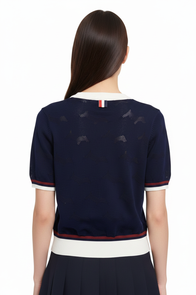 New Puppy-Embroidered Knitted T-Shirt - Image 6