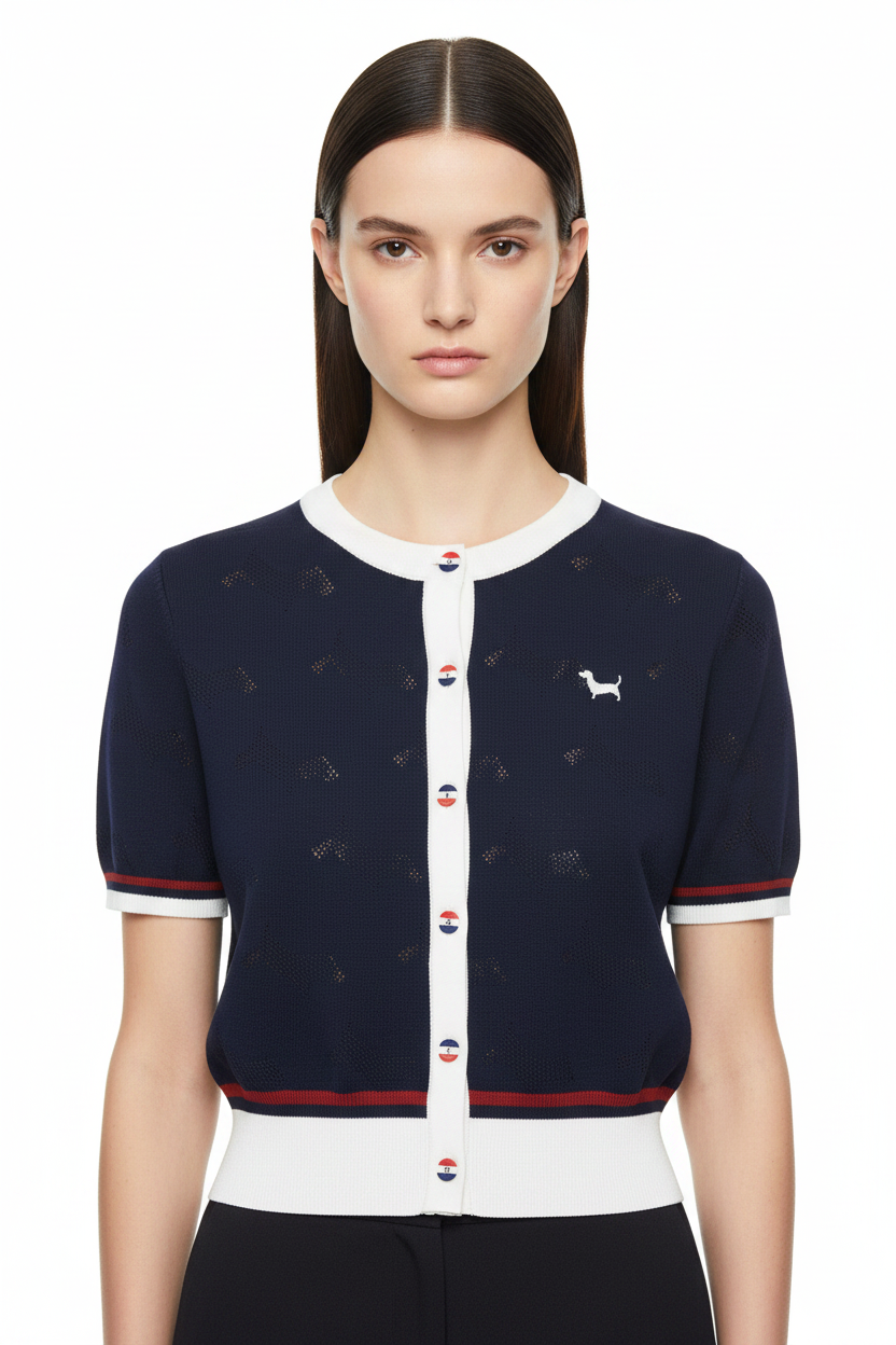 New Puppy-Embroidered Knitted T-Shirt - Image 2