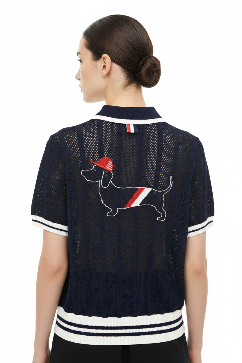 New Puppy-Embroidered Knitted T-Shirt - Image 6