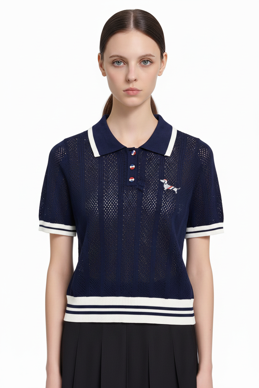 New Puppy-Embroidered Knitted T-Shirt - Image 5