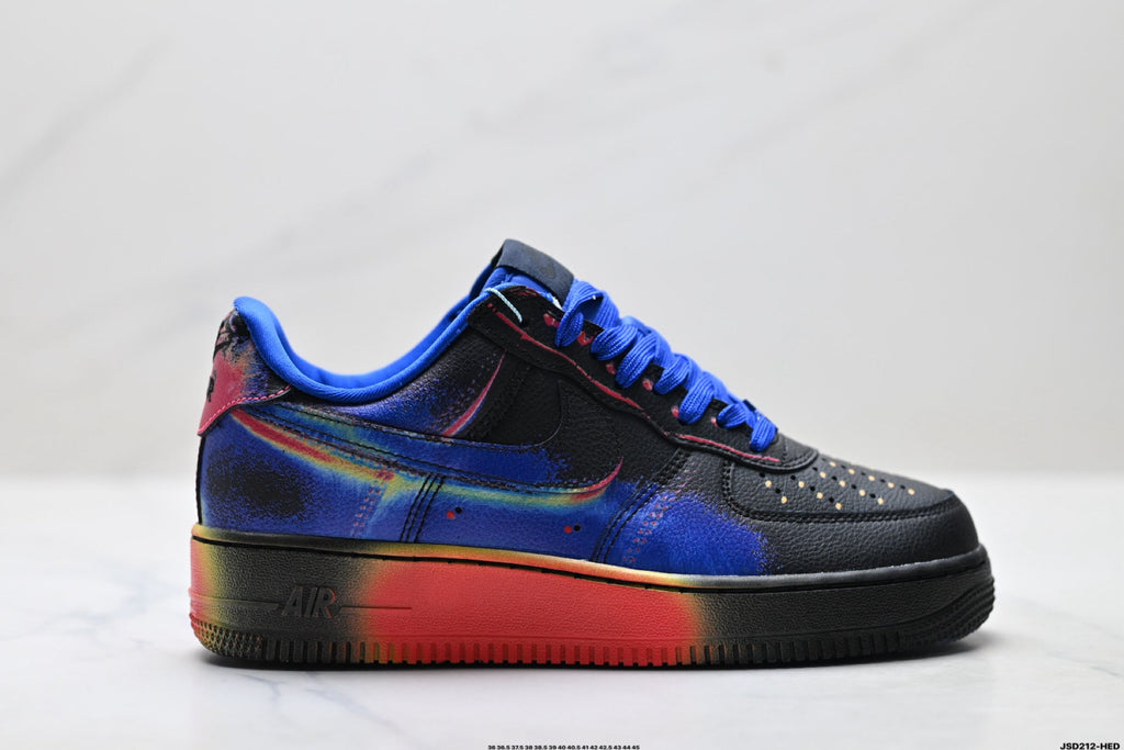 Nike Air Force 1 Low Black Blue Red Multicolor Unisex Sneakers Style 02 detail view 2