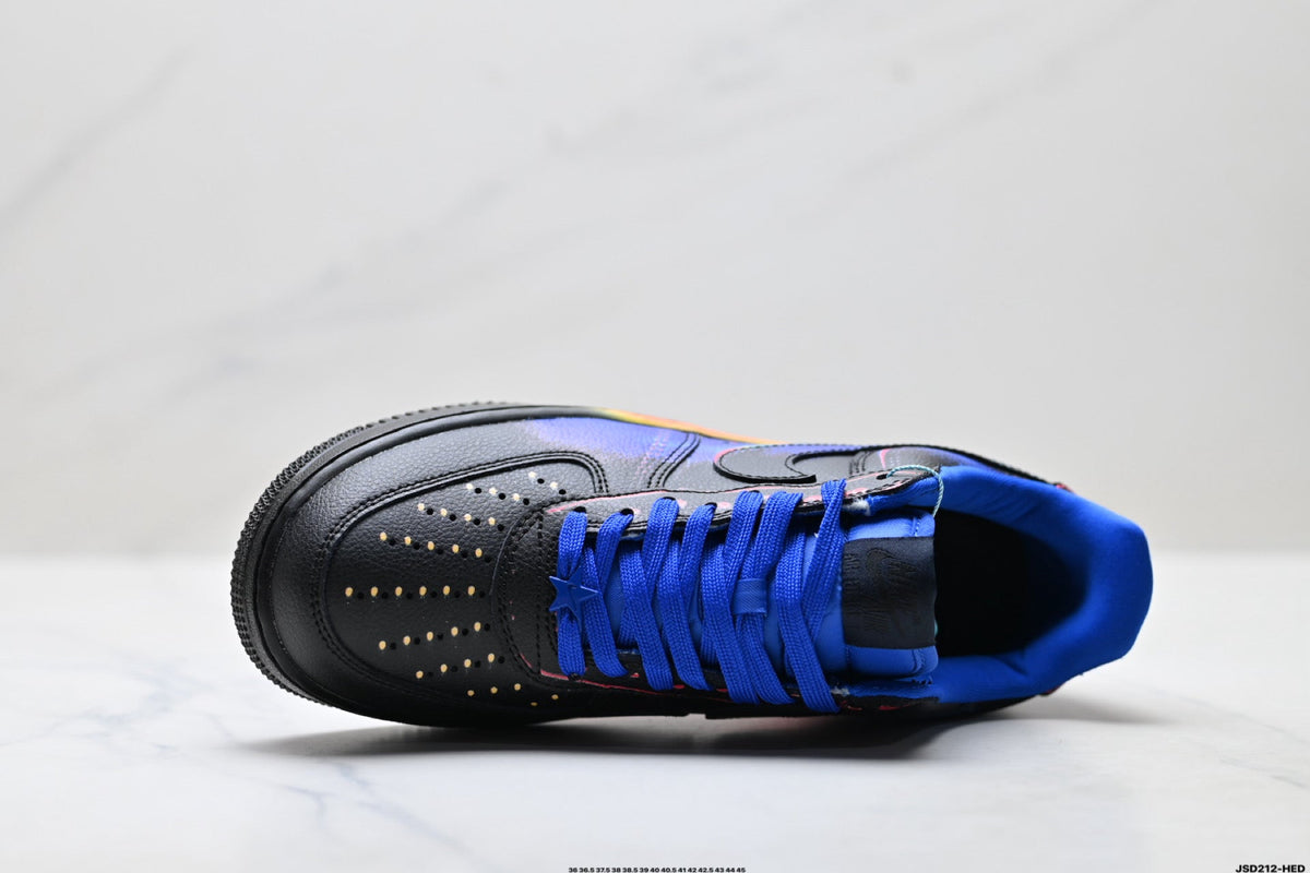 Nike Air Force 1 Low Black Blue Red Multicolor Unisex Sneakers Style 02 detail view 3