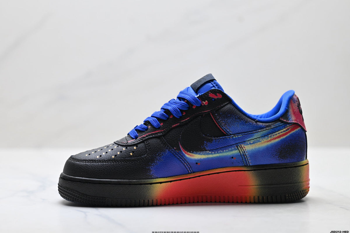 Nike Air Force 1 Low Black Blue Red Multicolor Unisex Sneakers Style 02 detail view 4