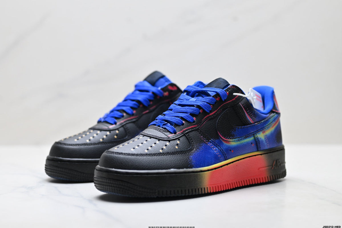 Nike Air Force 1 Low Black Blue Red Multicolor Unisex Sneakers Style 02 detail view 5