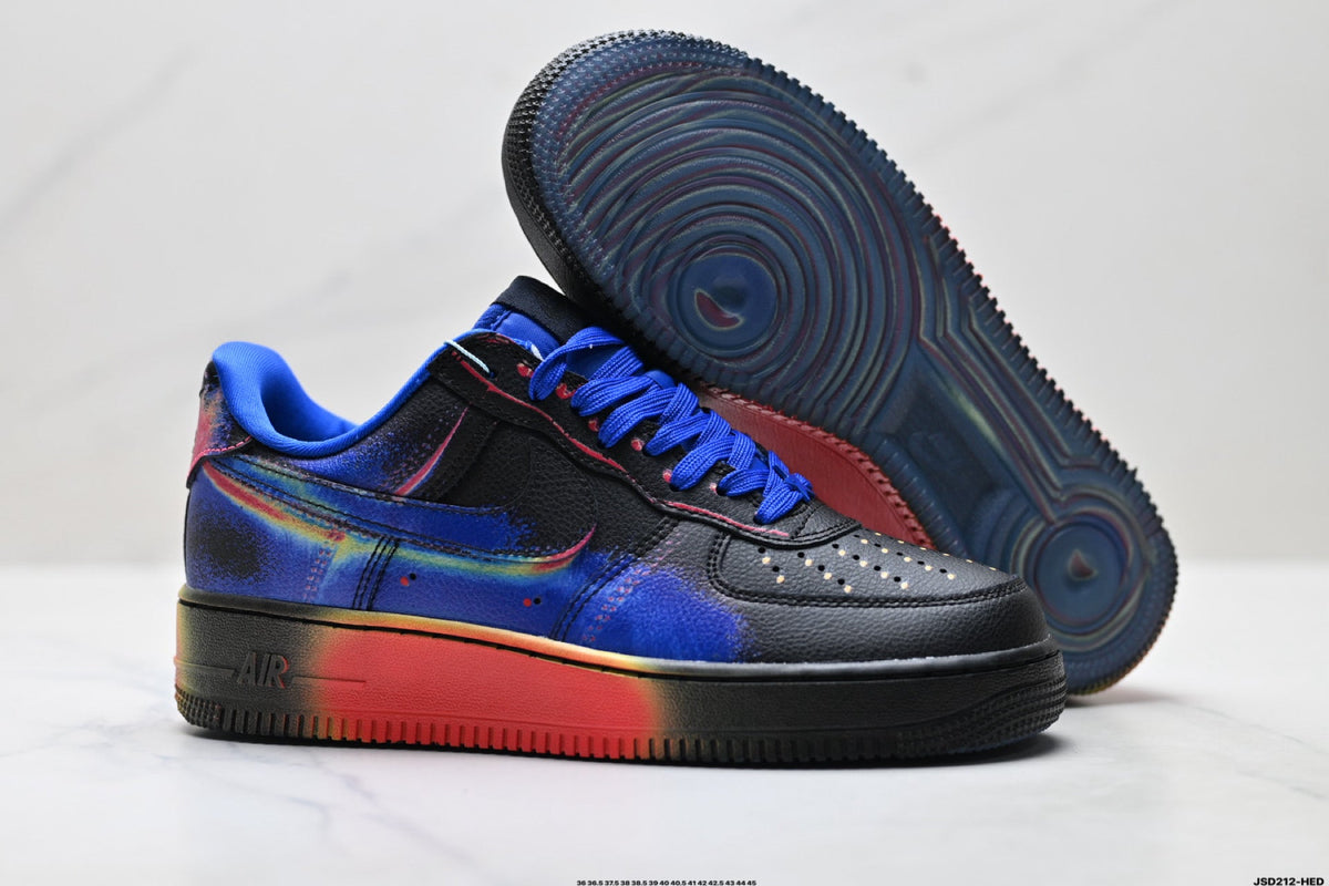 Nike Air Force 1 Low Black Blue Red Multicolor Unisex Sneakers Style 02 detail view 6