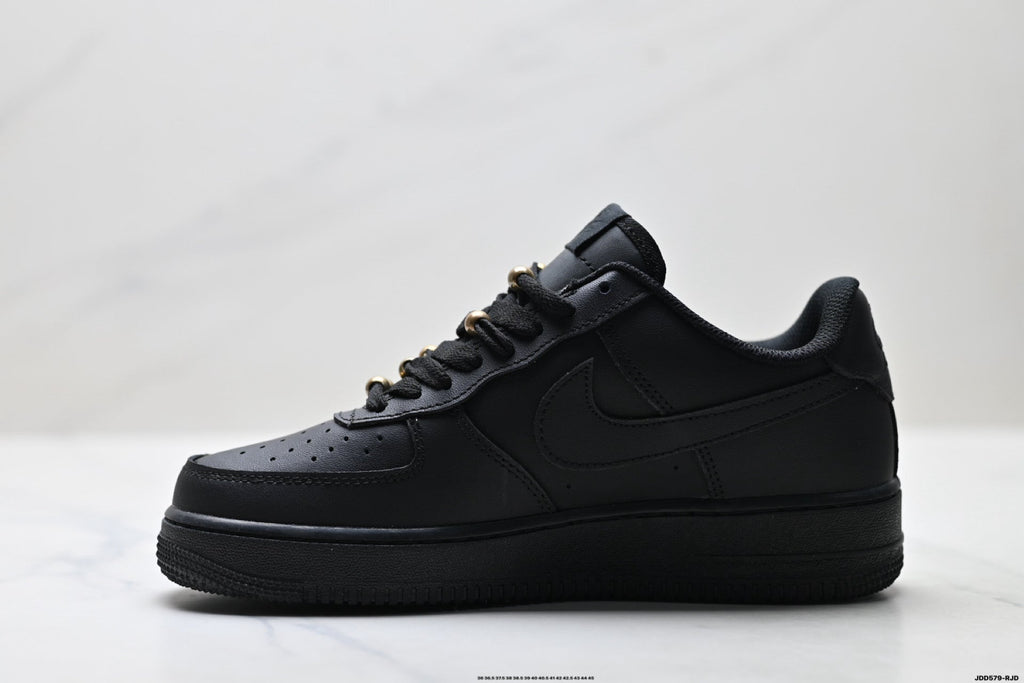 Nike Air Force 1 Low Black Gold Graphic Unisex Sneakers Style 14 detail view 4