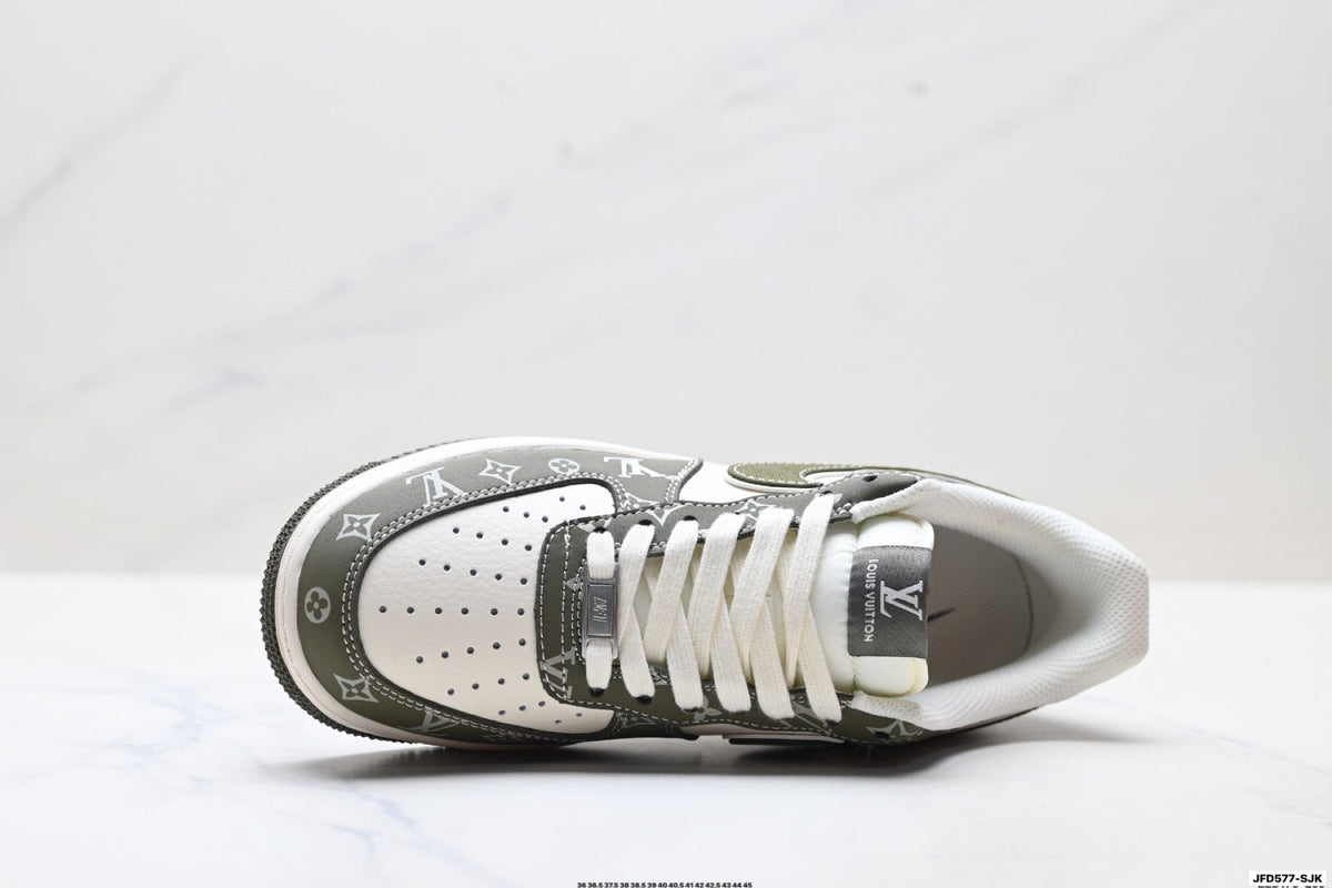 Nike Air Force 1 Low Black Gray Monogram Print Unisex Sneakers Style 11 detail view 3