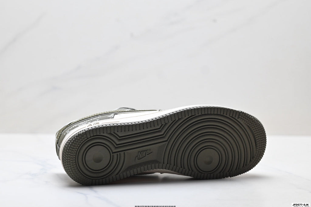 Nike Air Force 1 Low Black Gray Monogram Print Unisex Sneakers Style 11 detail view 9