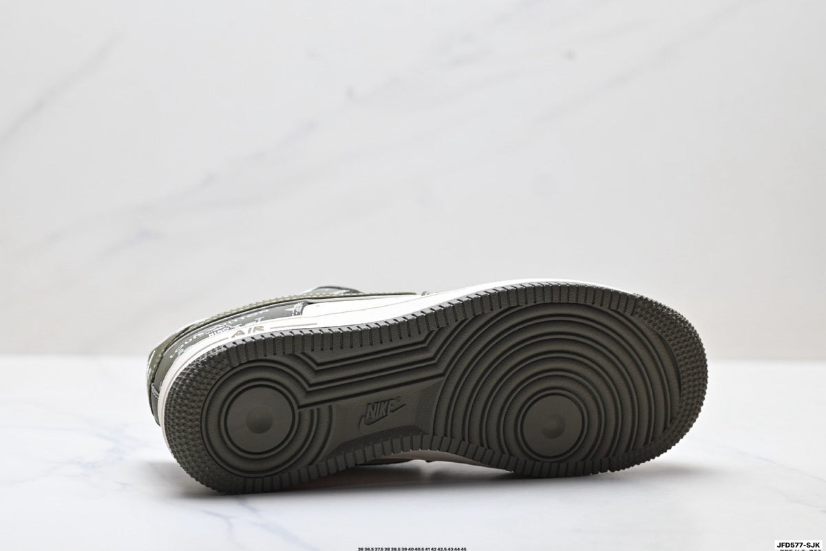 Nike Air Force 1 Low Black Gray Monogram Print Unisex Sneakers Style 11 detail view 9