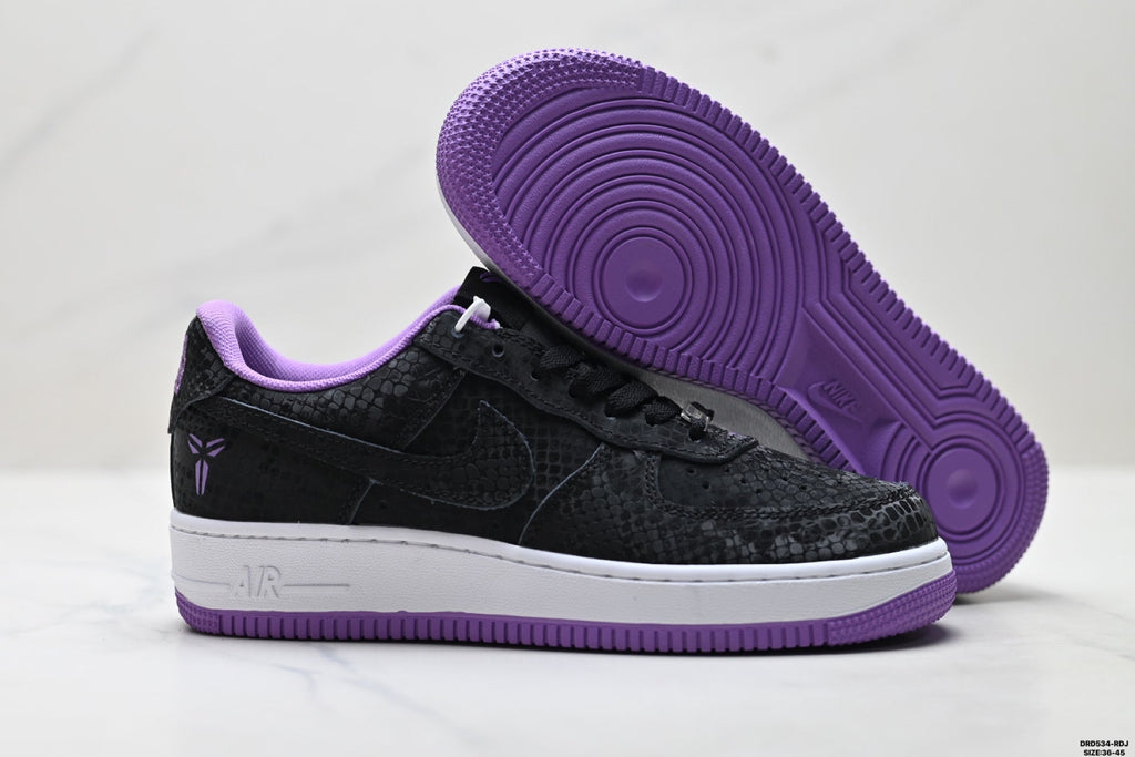 Nike Air Force 1 Low Black Purple Unisex Sneakers Style 06 detail view 6