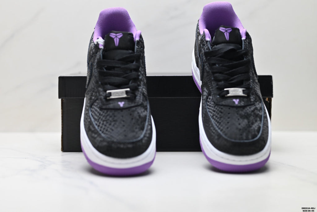 Nike Air Force 1 Low Black Purple Unisex Sneakers Style 06 detail view 8