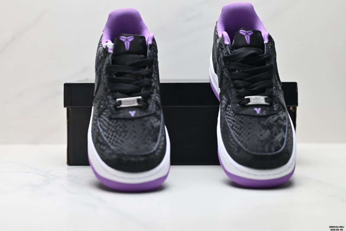 Nike Air Force 1 Low Black Purple Unisex Sneakers Style 06 detail view 8
