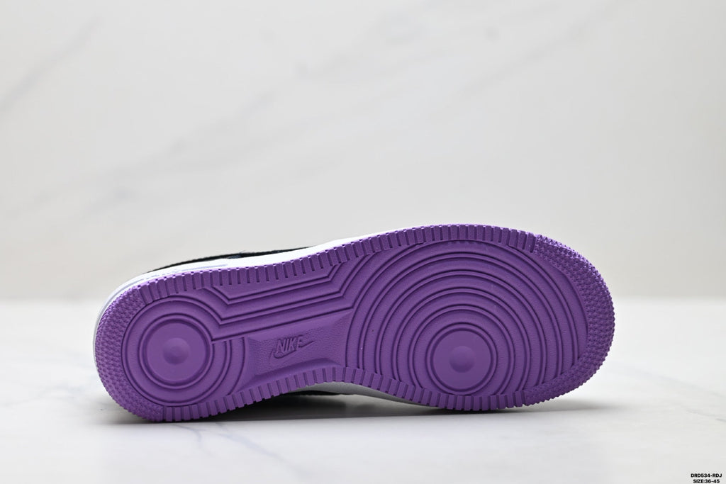 Nike Air Force 1 Low Black Purple Unisex Sneakers Style 06 detail view 9
