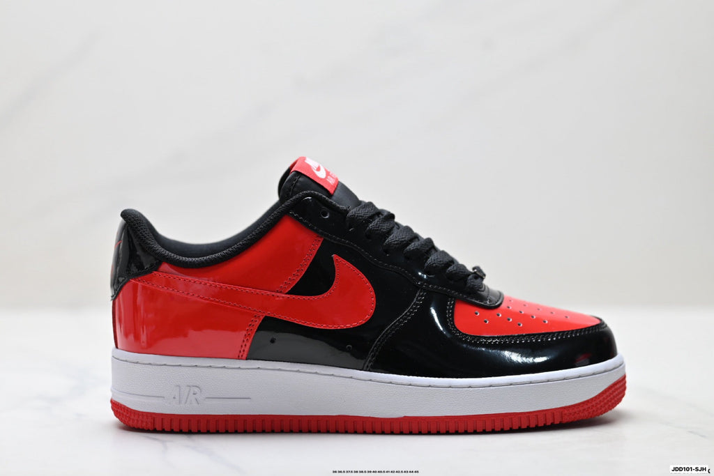 Nike Air Force 1 Low Black Red White Unisex Sneakers Style 01 detail view 2