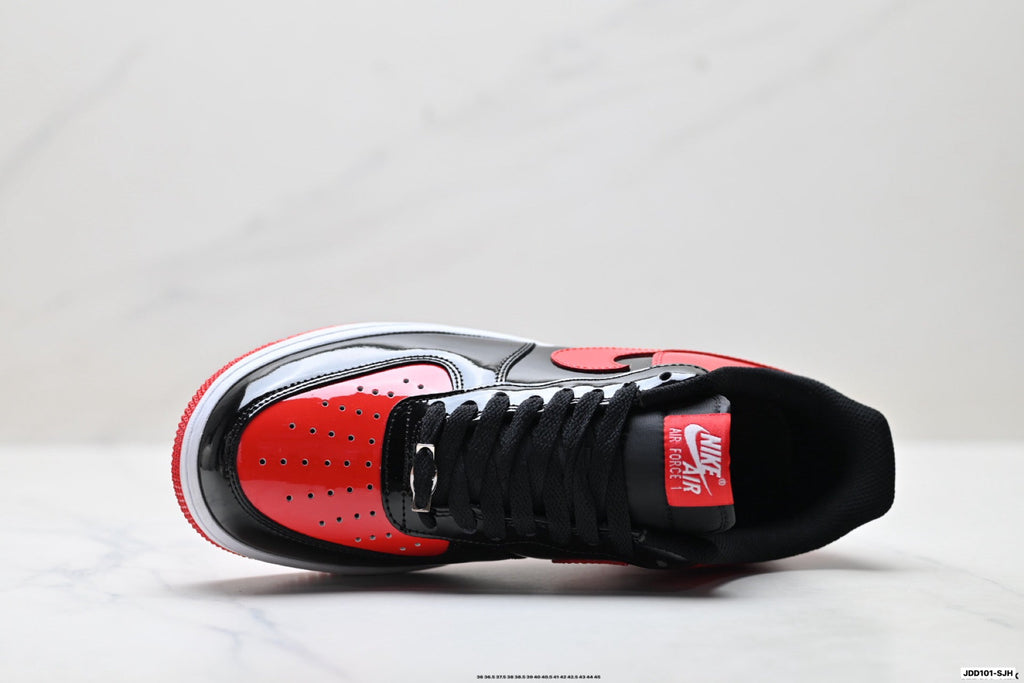 Nike Air Force 1 Low Black Red White Unisex Sneakers Style 01 detail view 3