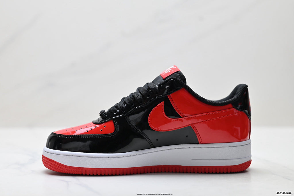 Nike Air Force 1 Low Black Red White Unisex Sneakers Style 01 detail view 4