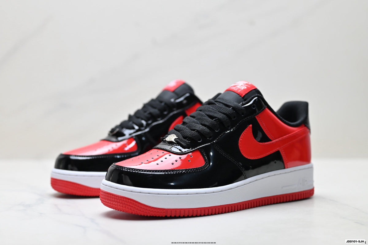 Nike Air Force 1 Low Black Red White Unisex Sneakers Style 01 detail view 5