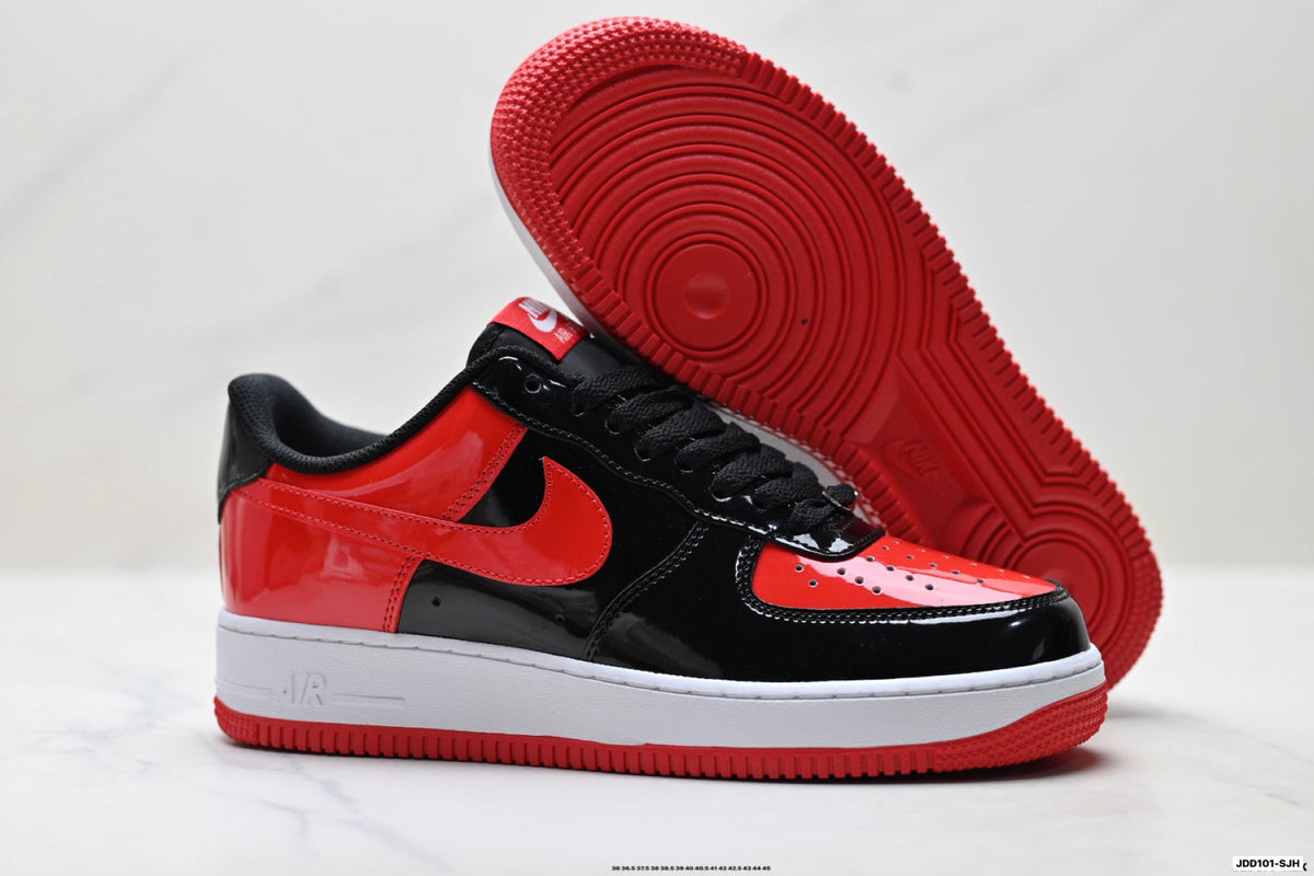 Nike Air Force 1 Low Black Red White Unisex Sneakers Style 01 detail view 6
