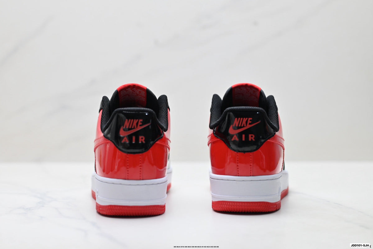 Nike Air Force 1 Low Black Red White Unisex Sneakers Style 01 detail view 7