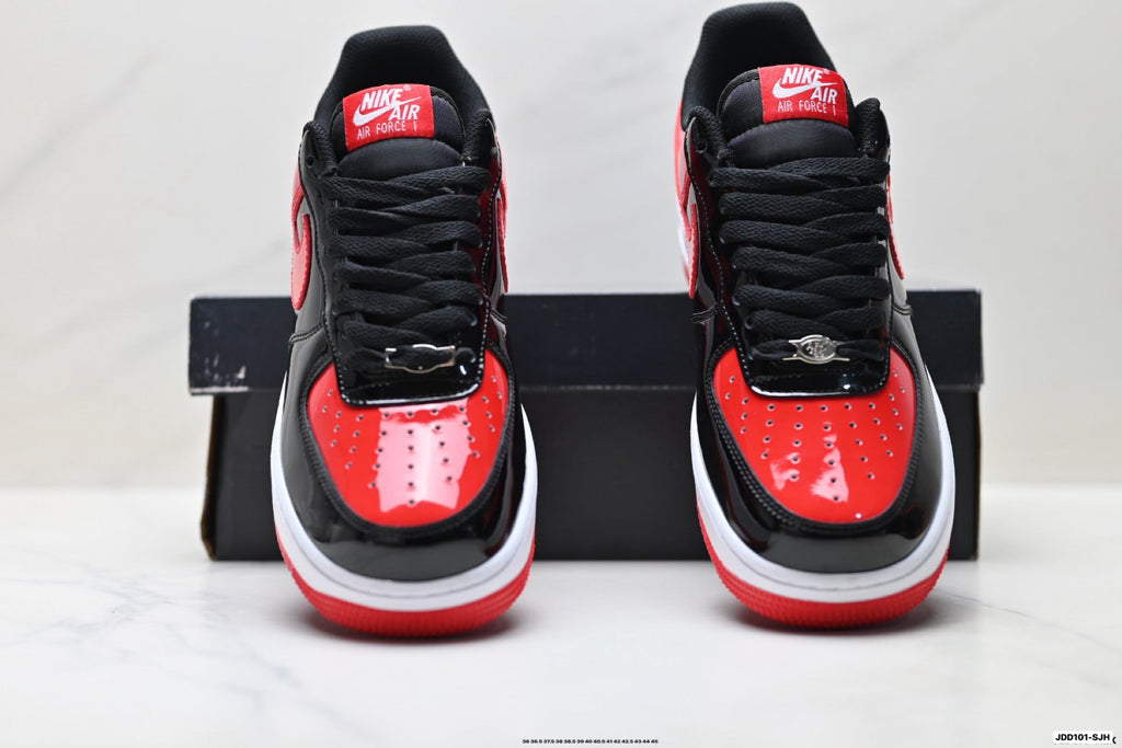 Nike Air Force 1 Low Black Red White Unisex Sneakers Style 01 detail view 8