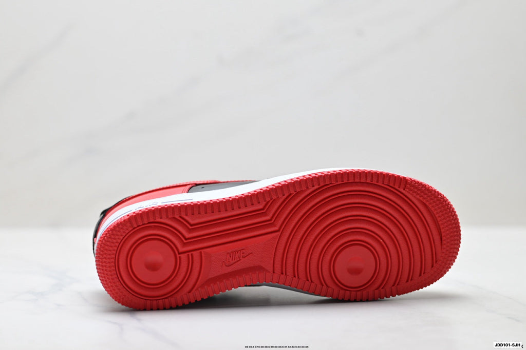 Nike Air Force 1 Low Black Red White Unisex Sneakers Style 01 detail view 9