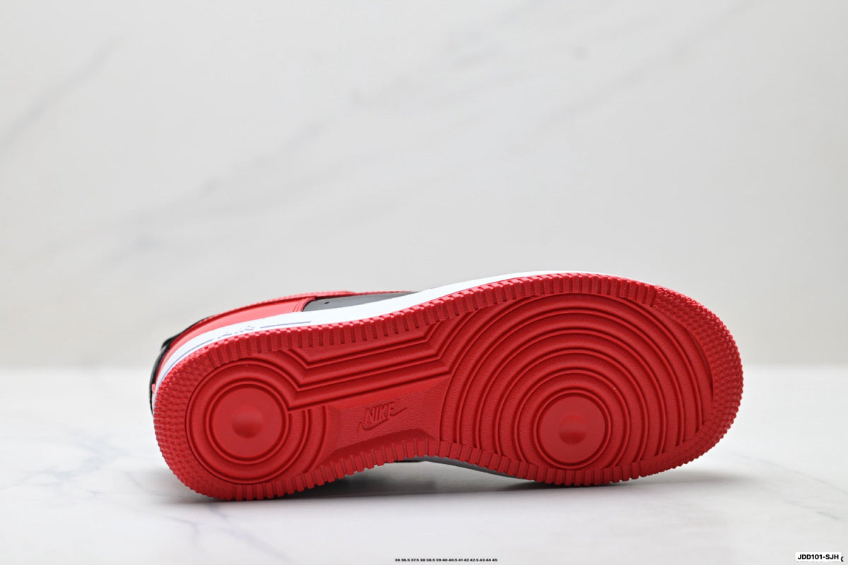 Nike Air Force 1 Low Black Red White Unisex Sneakers Style 01 detail view 9