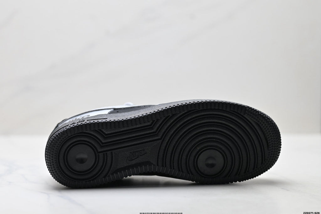 Nike Air Force 1 Low Black Silver Gray Unisex Sneakers Style 03 detail view 9