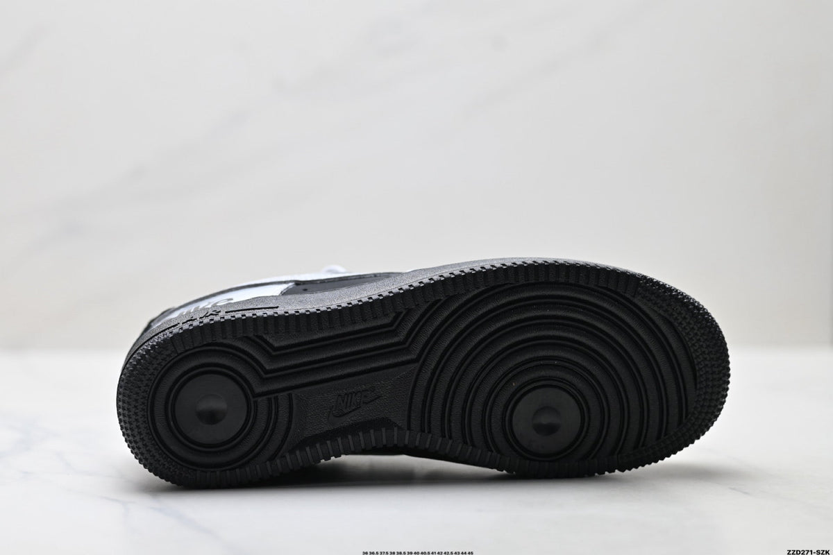 Nike Air Force 1 Low Black Silver Gray Unisex Sneakers Style 03 detail view 9