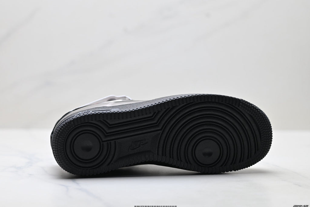 Nike Air Force 1 Low Black Silver Metallic Unisex Sneakers Style 04 detail view 9