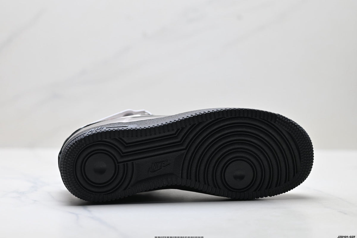 Nike Air Force 1 Low Black Silver Metallic Unisex Sneakers Style 04 detail view 9