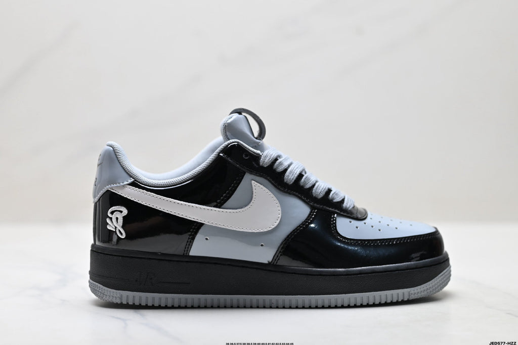 Nike Air Force 1 Low Black White Gray Unisex Sneakers Style 25 detail view 2