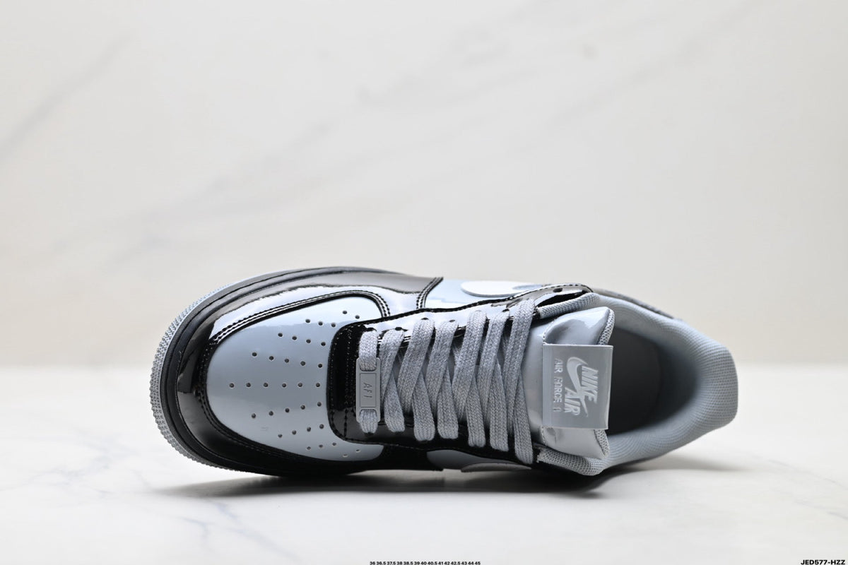 Nike Air Force 1 Low Black White Gray Unisex Sneakers Style 25 detail view 3
