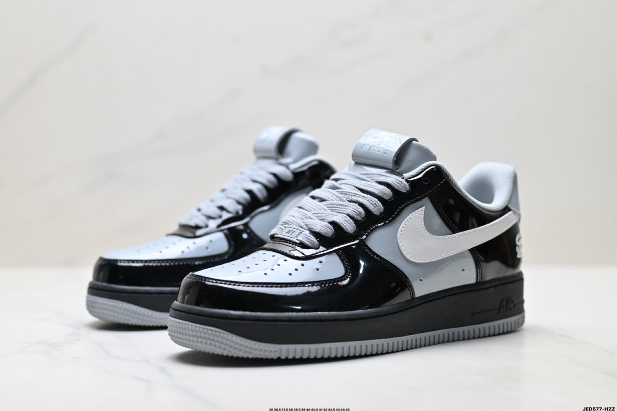 Nike Air Force 1 Low Black White Gray Unisex Sneakers Style 25 detail view 5